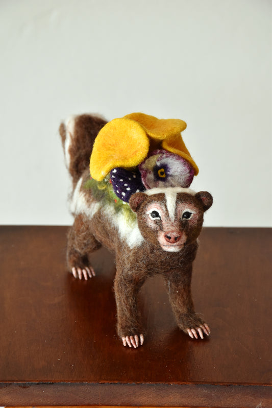 Needle Felted Brown Skunk Bound by Nature