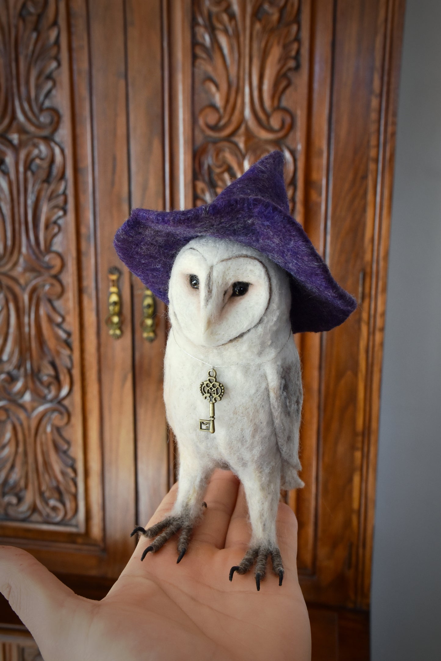 Needle Felted Barn Owl Witch