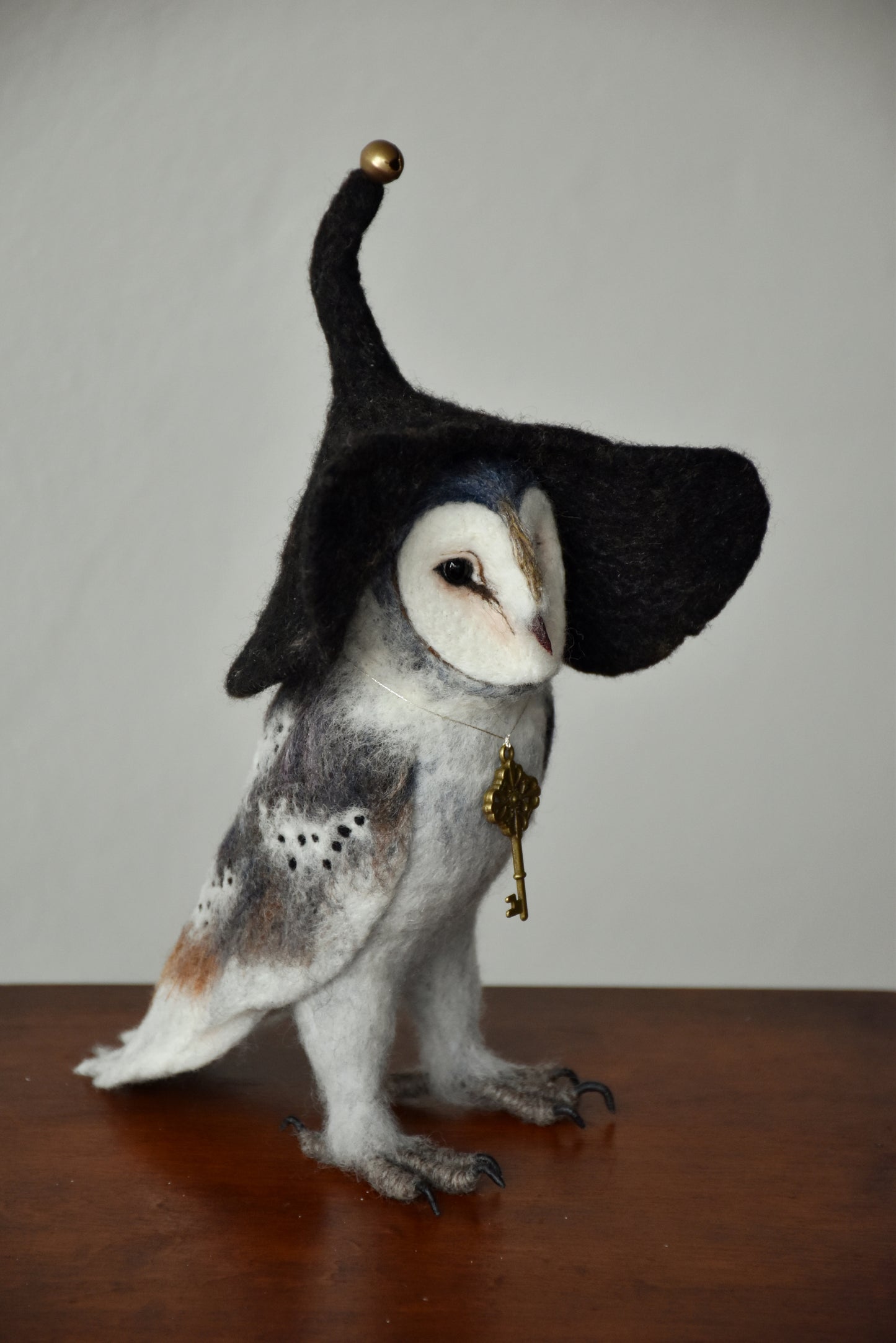 Needle Felted Barn Owl with Hat