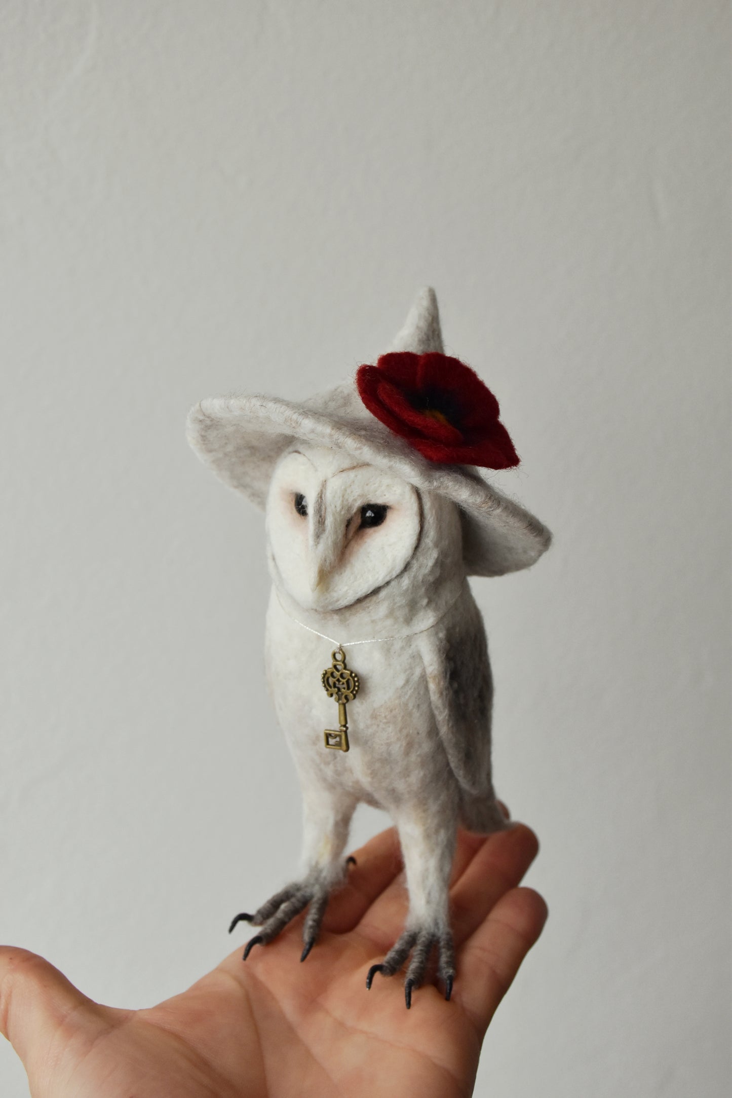 Needle Felted Barn Owl with Hat