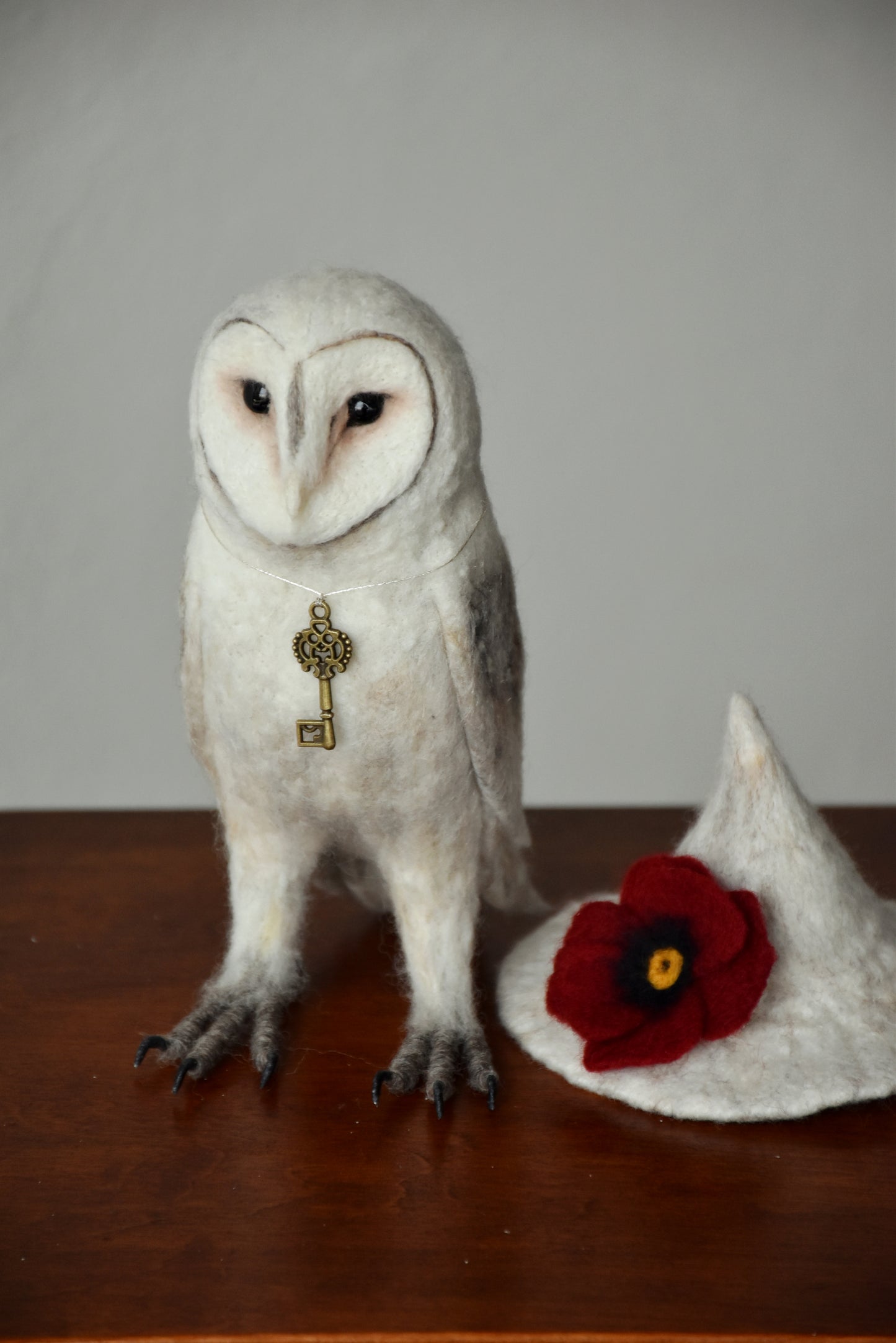 Needle Felted Barn Owl with Hat
