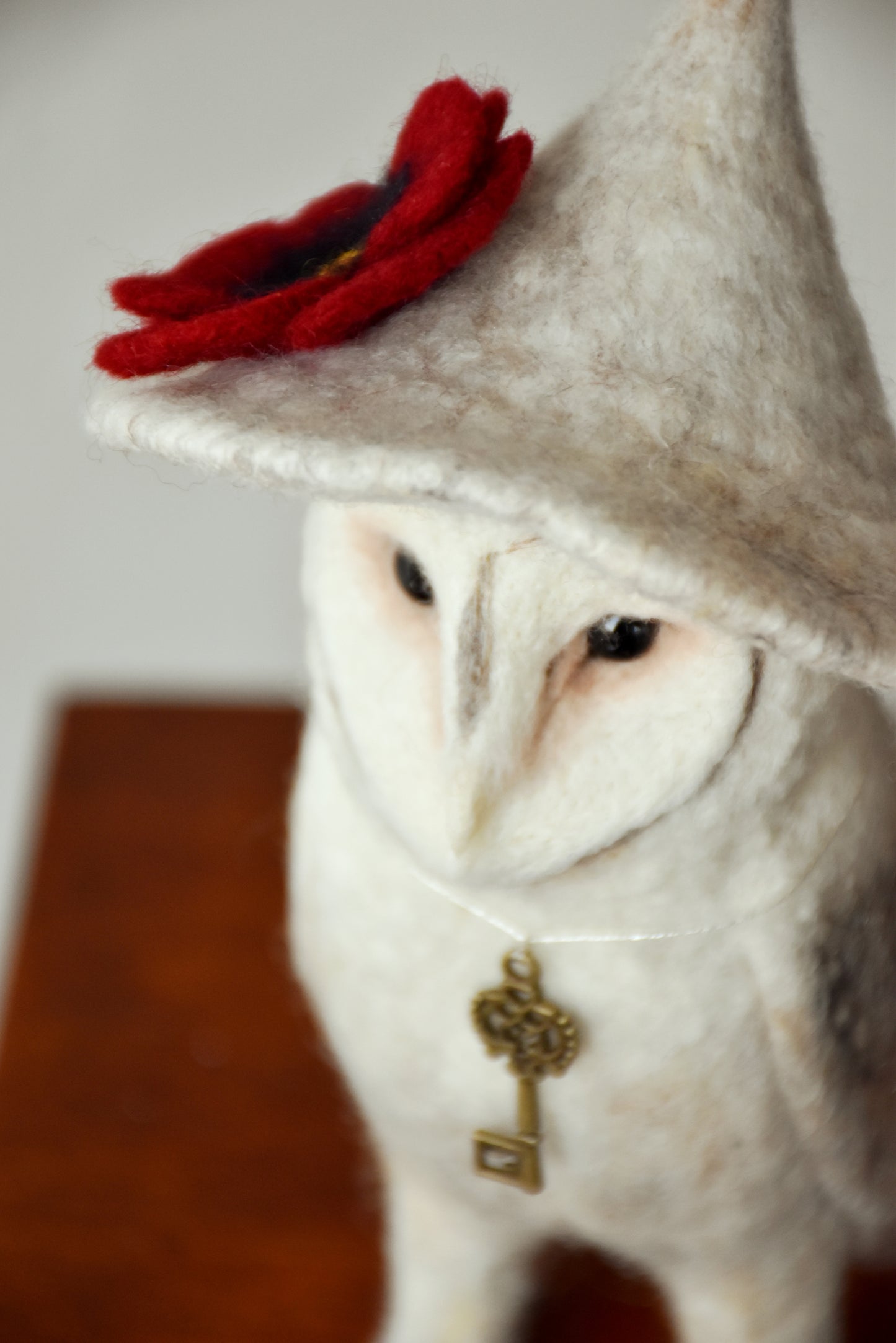 Needle Felted Barn Owl with Hat