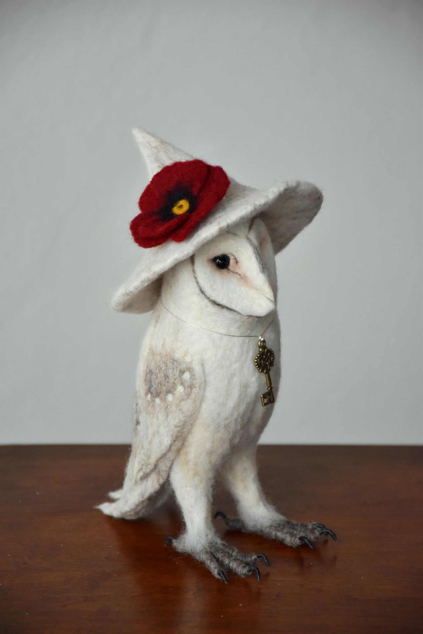 Needle Felted Barn Owl with Hat