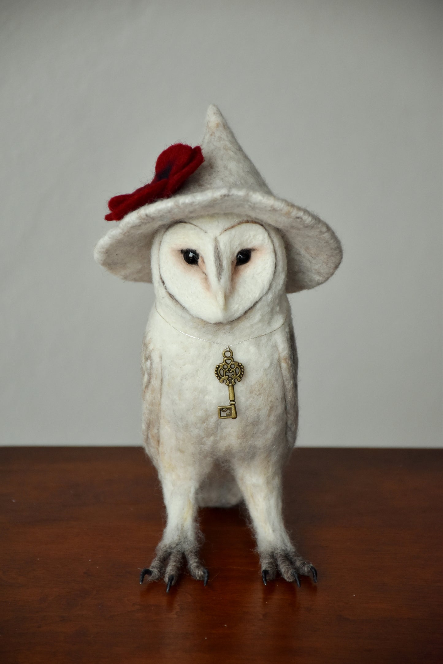 Needle Felted Barn Owl with Hat