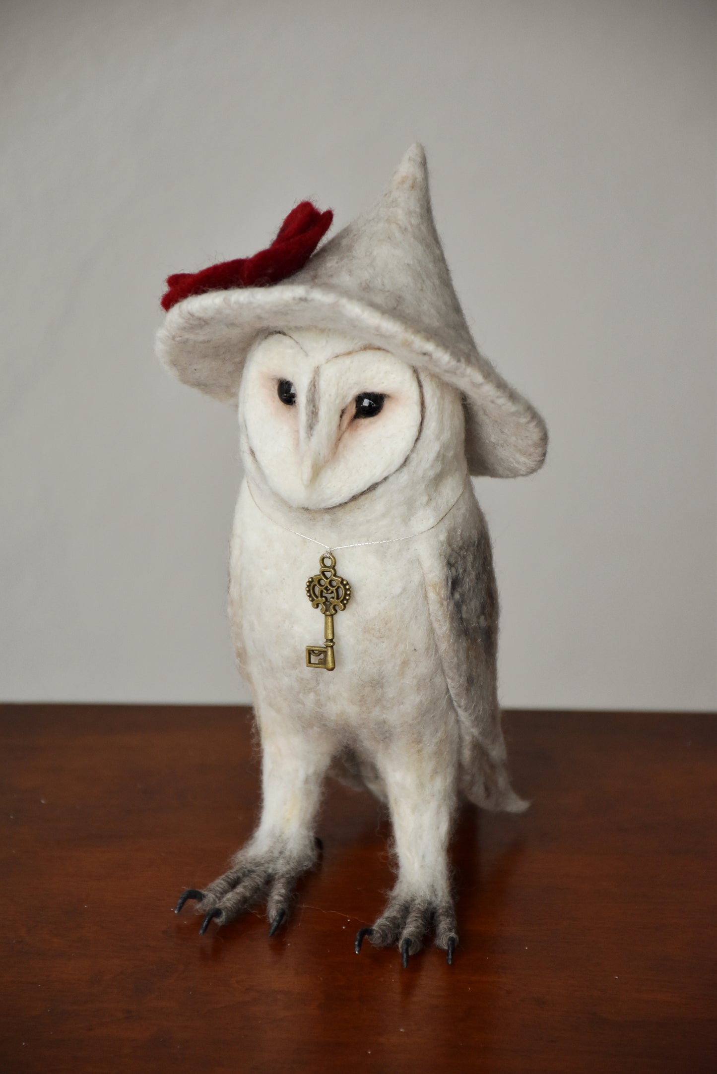 Needle Felted Barn Owl with Hat