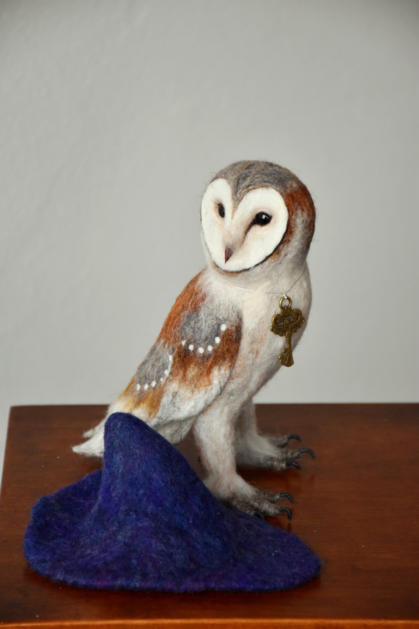 Needle Felted Barn Owl with Hat