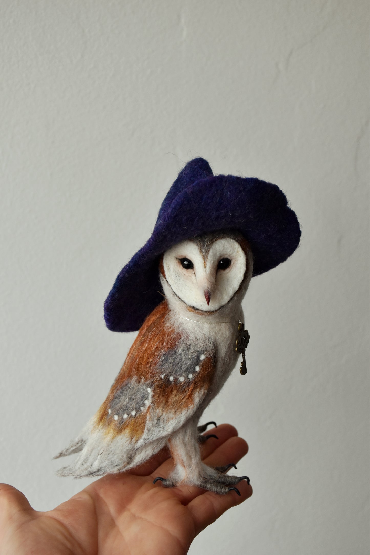 Needle Felted Barn Owl with Hat