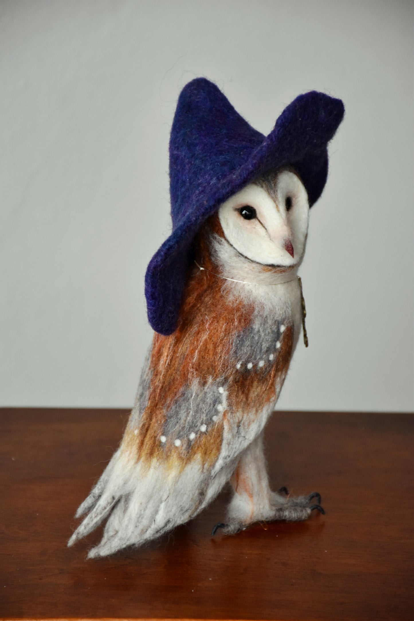 Needle Felted Barn Owl with Hat
