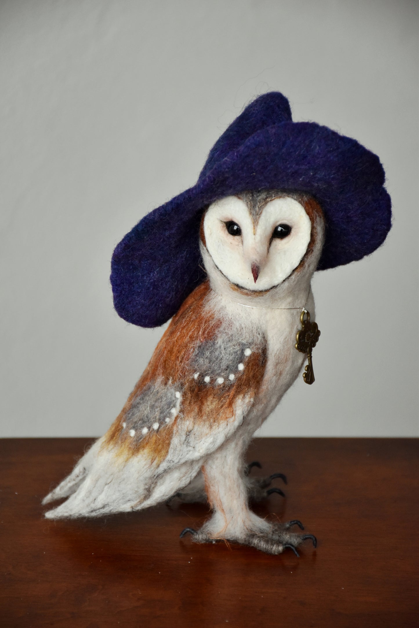 Needle Felted Barn Owl with Hat