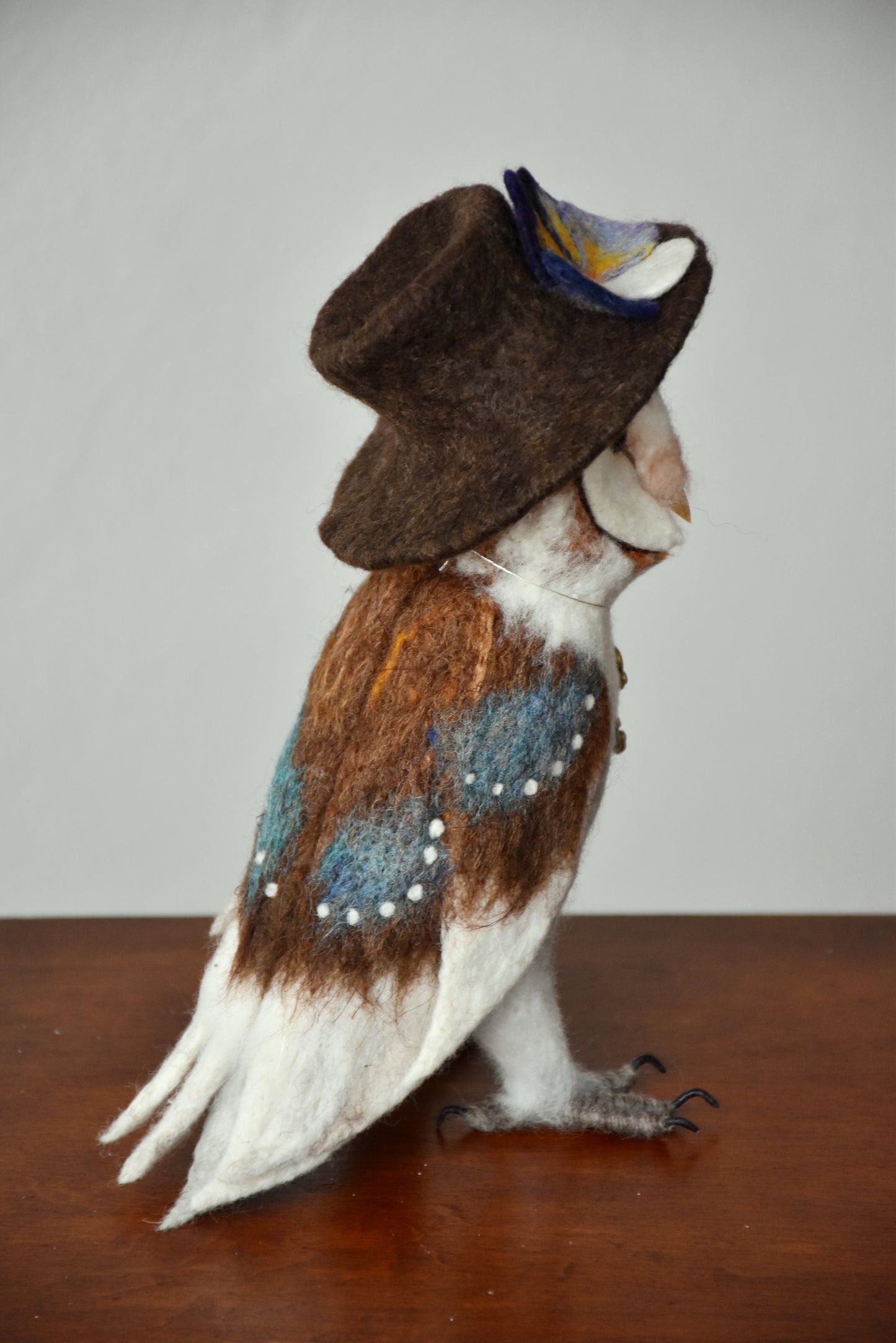 Needle Felted Barn Owl with Hat
