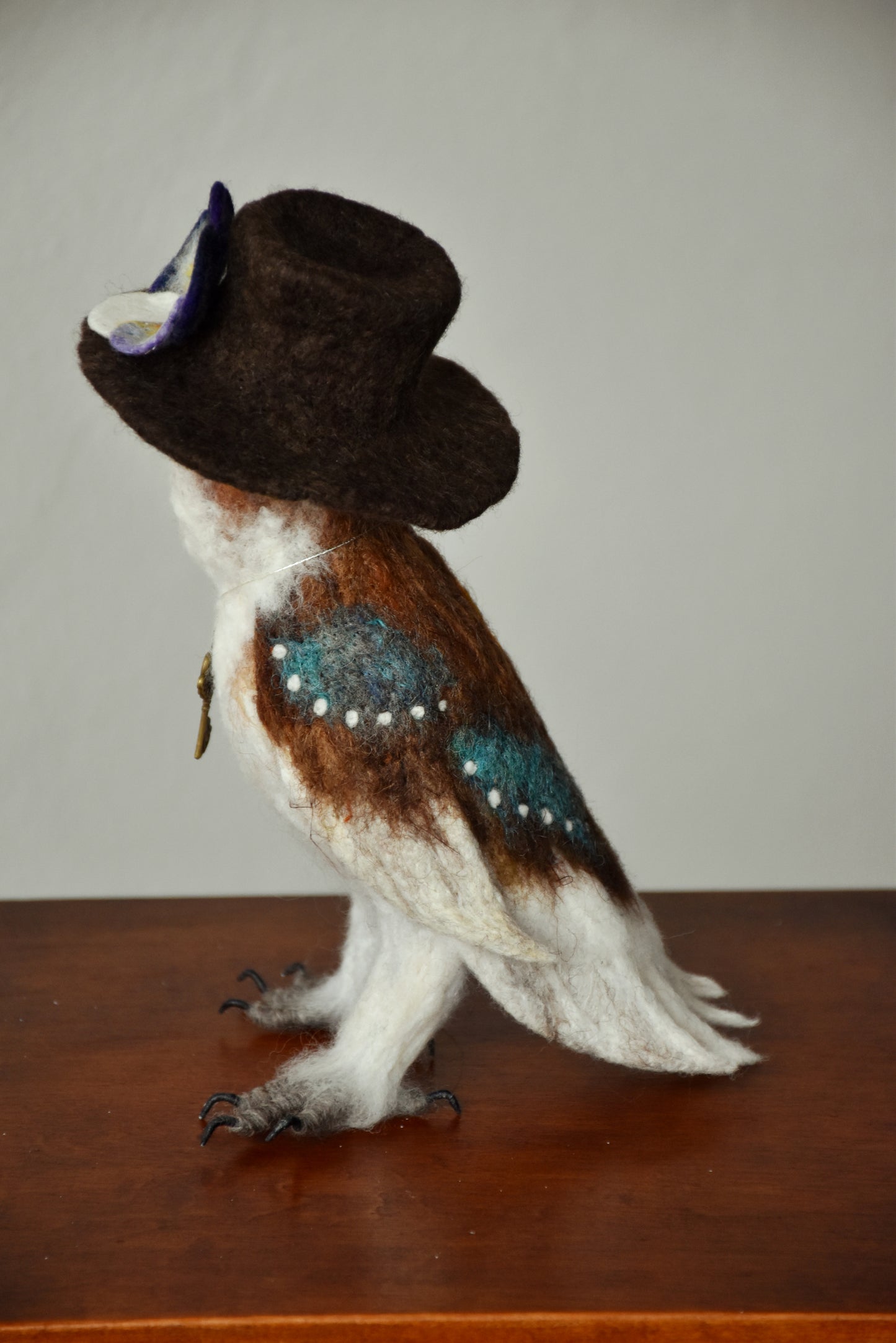 Needle Felted Barn Owl with Hat