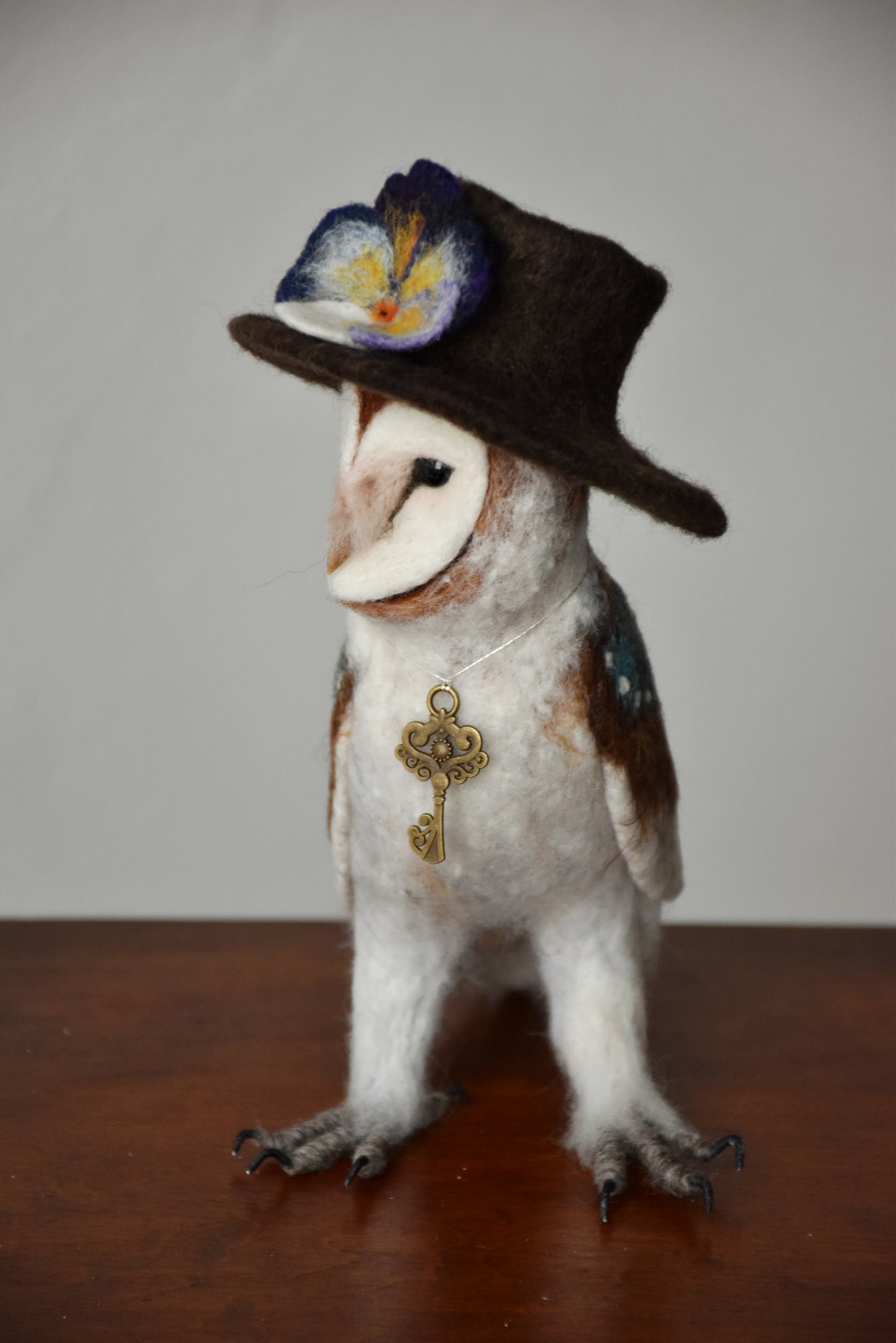 Needle Felted Barn Owl with Hat