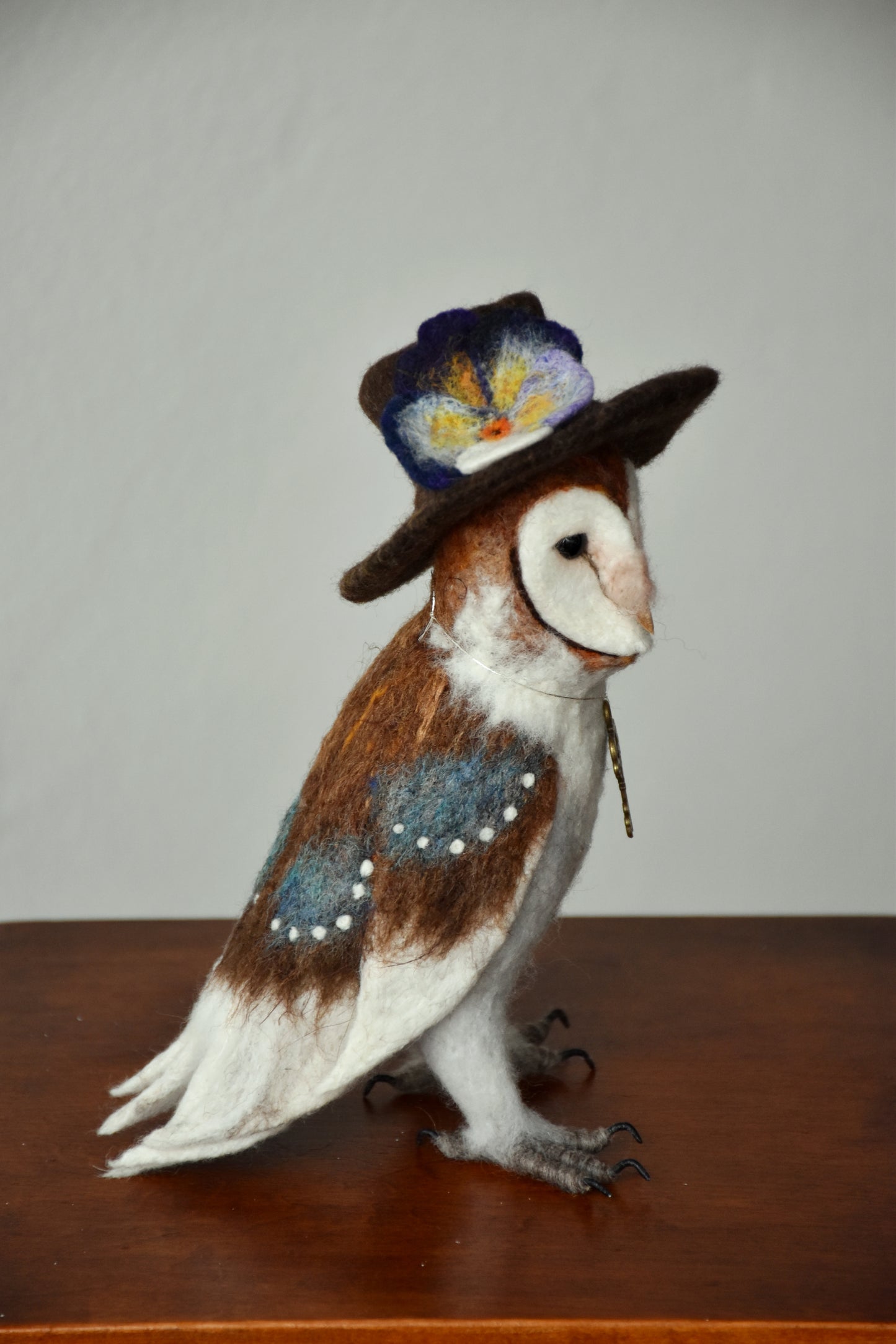 Needle Felted Barn Owl with Hat