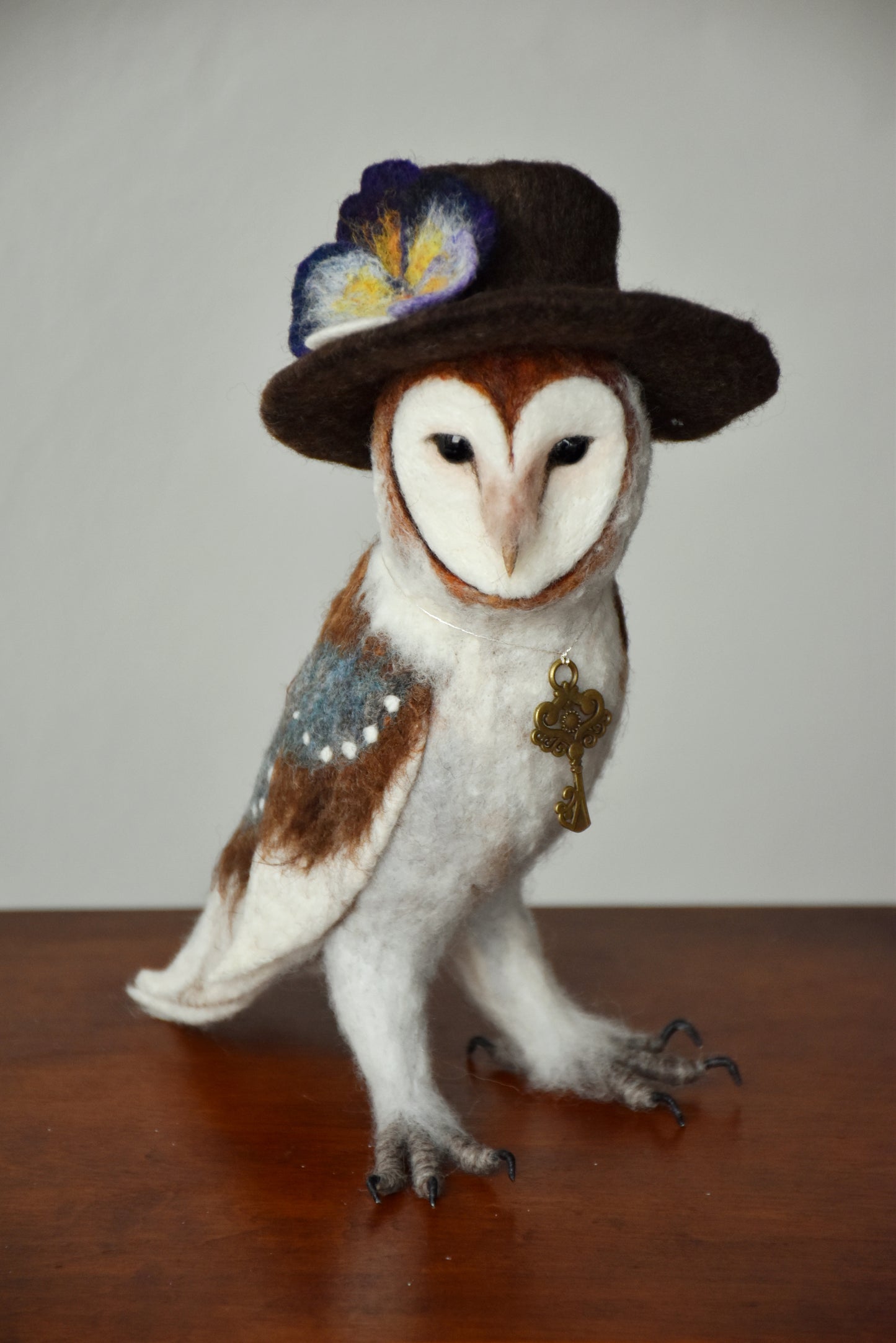 Needle Felted Barn Owl with Hat
