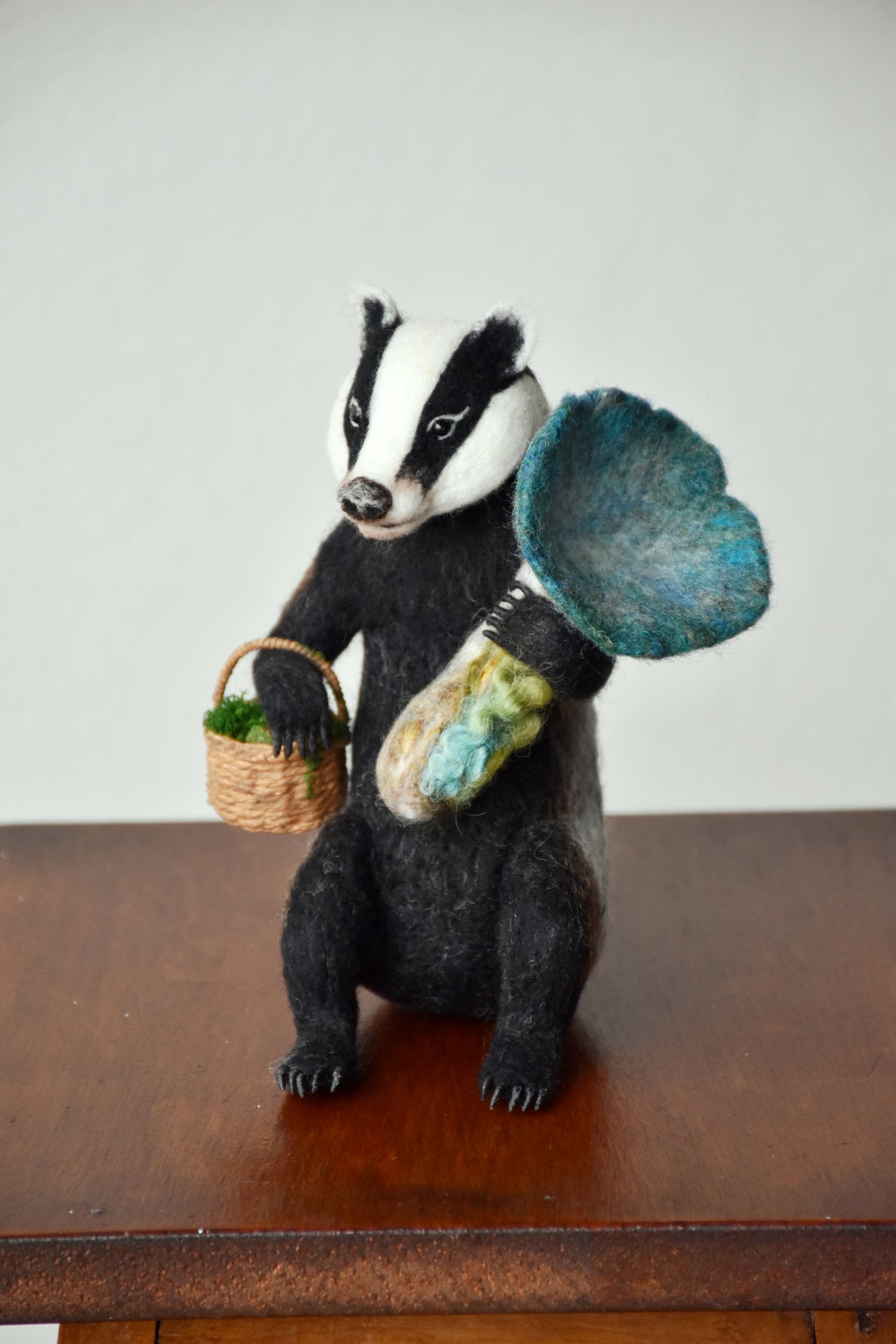Needle Felted Badger with Magical Mushroom