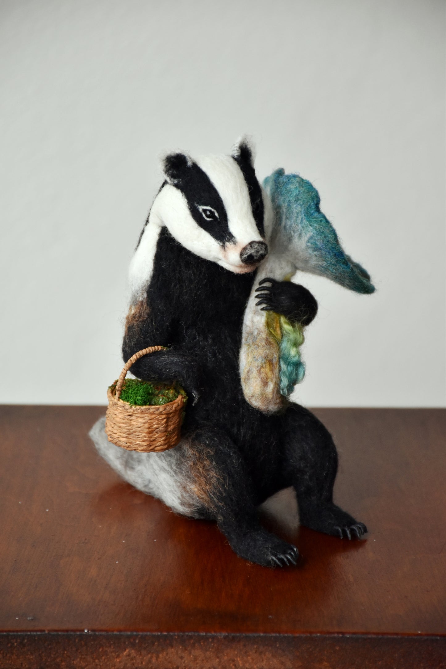 Needle Felted Badger with Magical Mushroom
