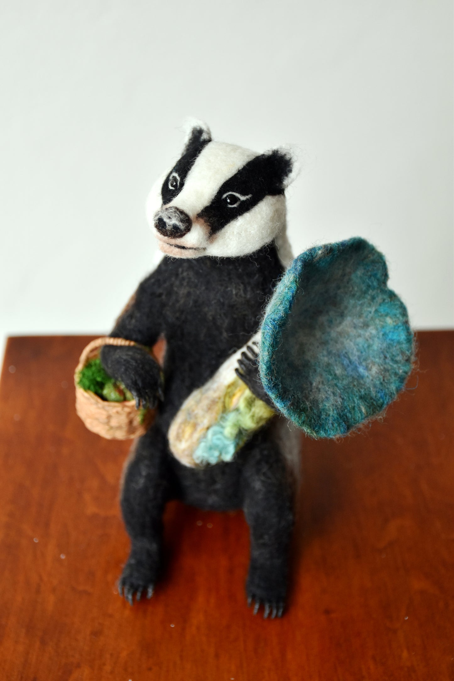 Needle Felted Badger with Magical Mushroom