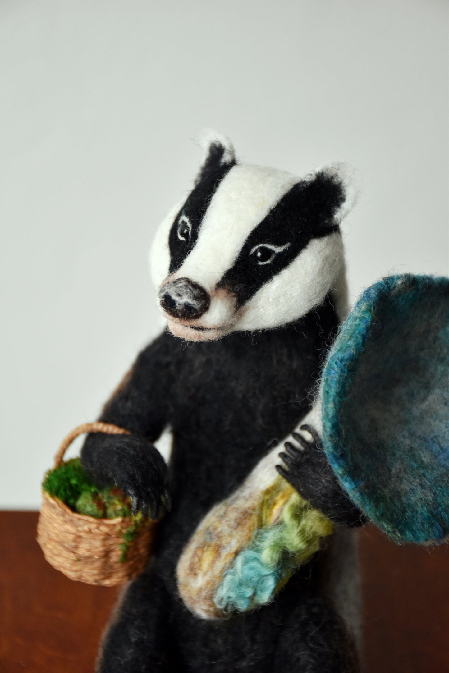 Needle Felted Badger with Magical Mushroom