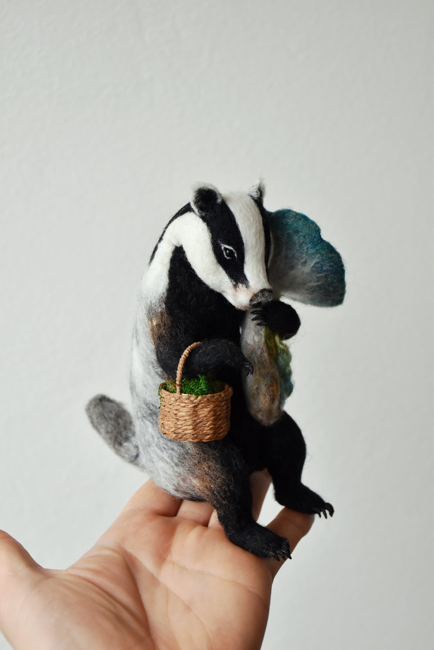 Needle Felted Badger with Magical Mushroom