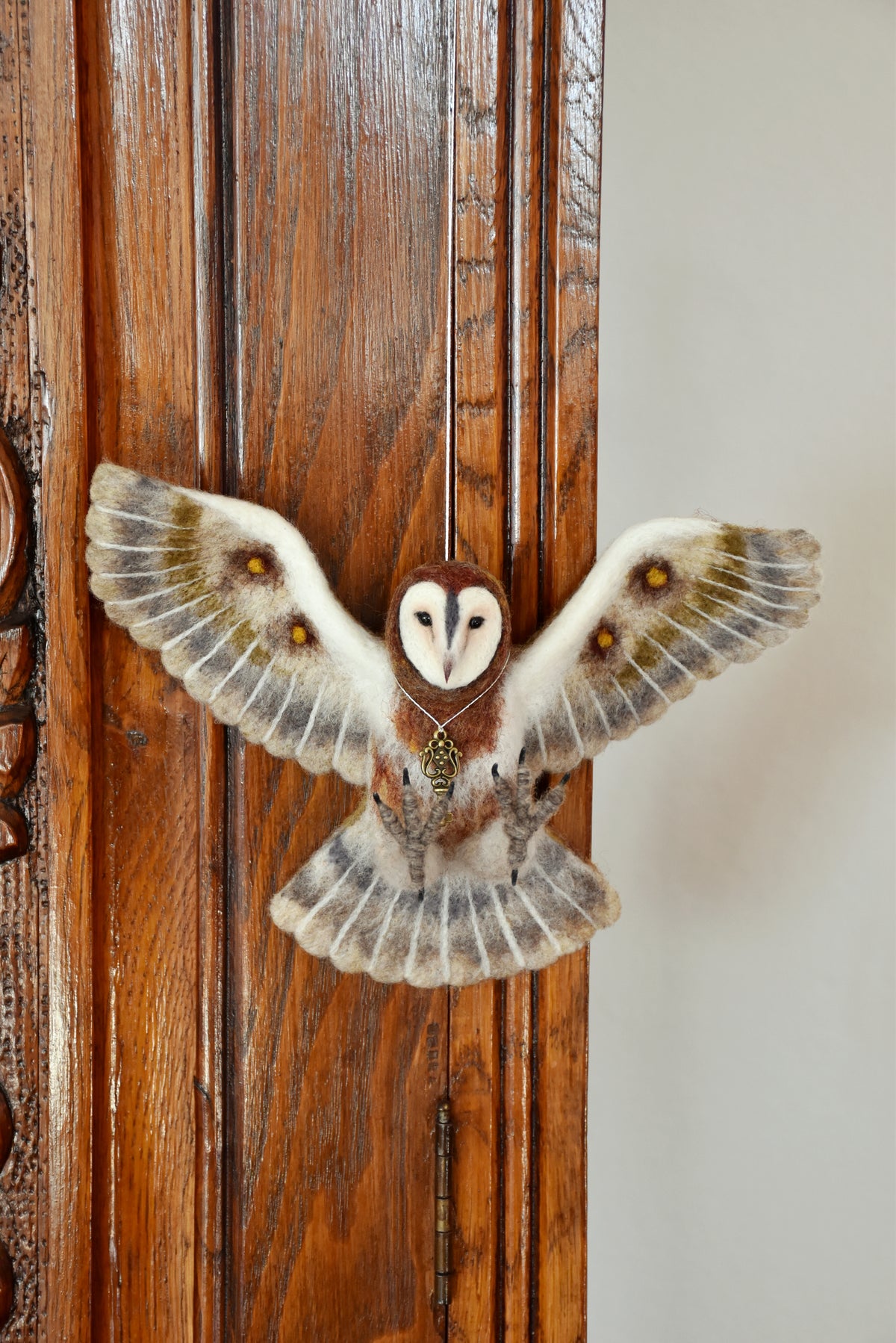 Needle Felted Little Flying Barn Owl